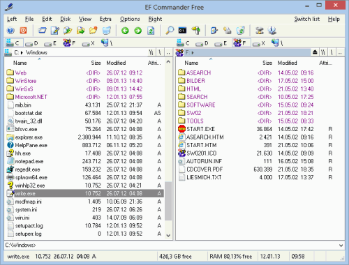 Screenshot of EF Commander Free