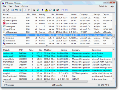 EF Process Manager - Shows which modules/processes have opened