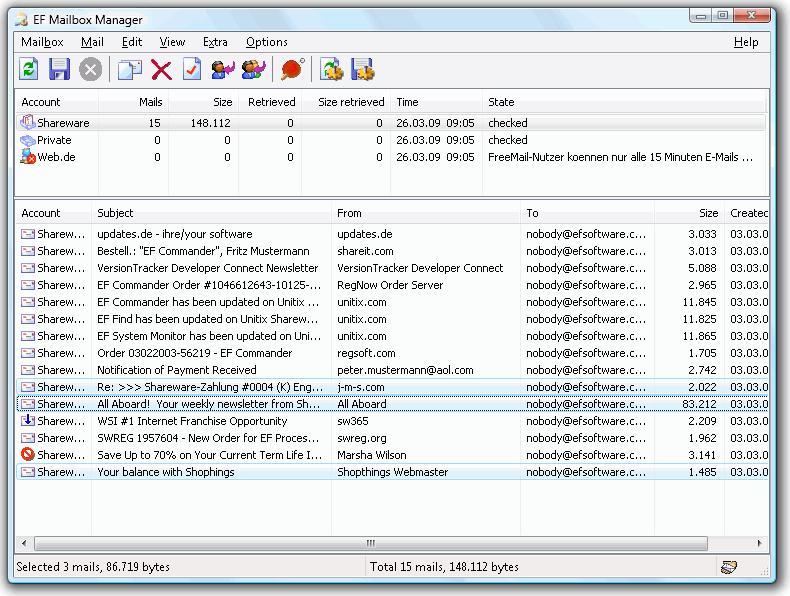 Portable EF Mailbox Manager screenshot